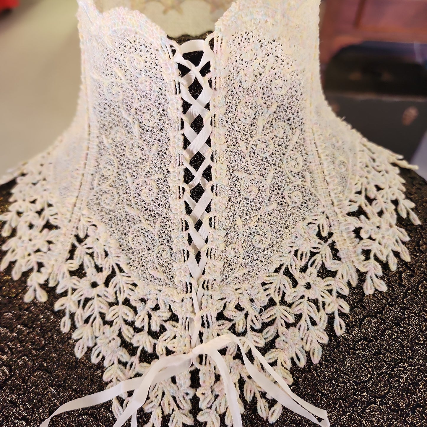 Lace collar  with ribbon lace up tie