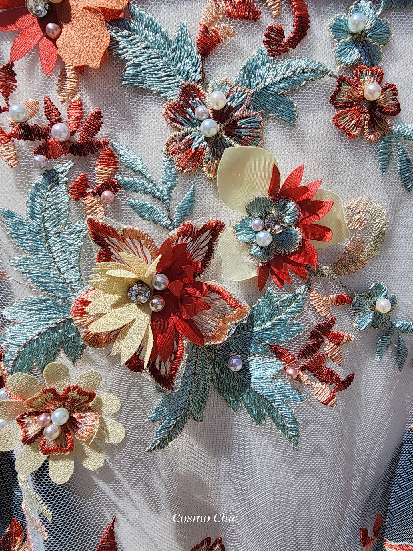 Upcycled Denim Jacket with 3D lace